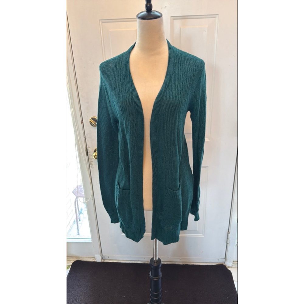 Juniors SO Teal Open Front Cardigan M